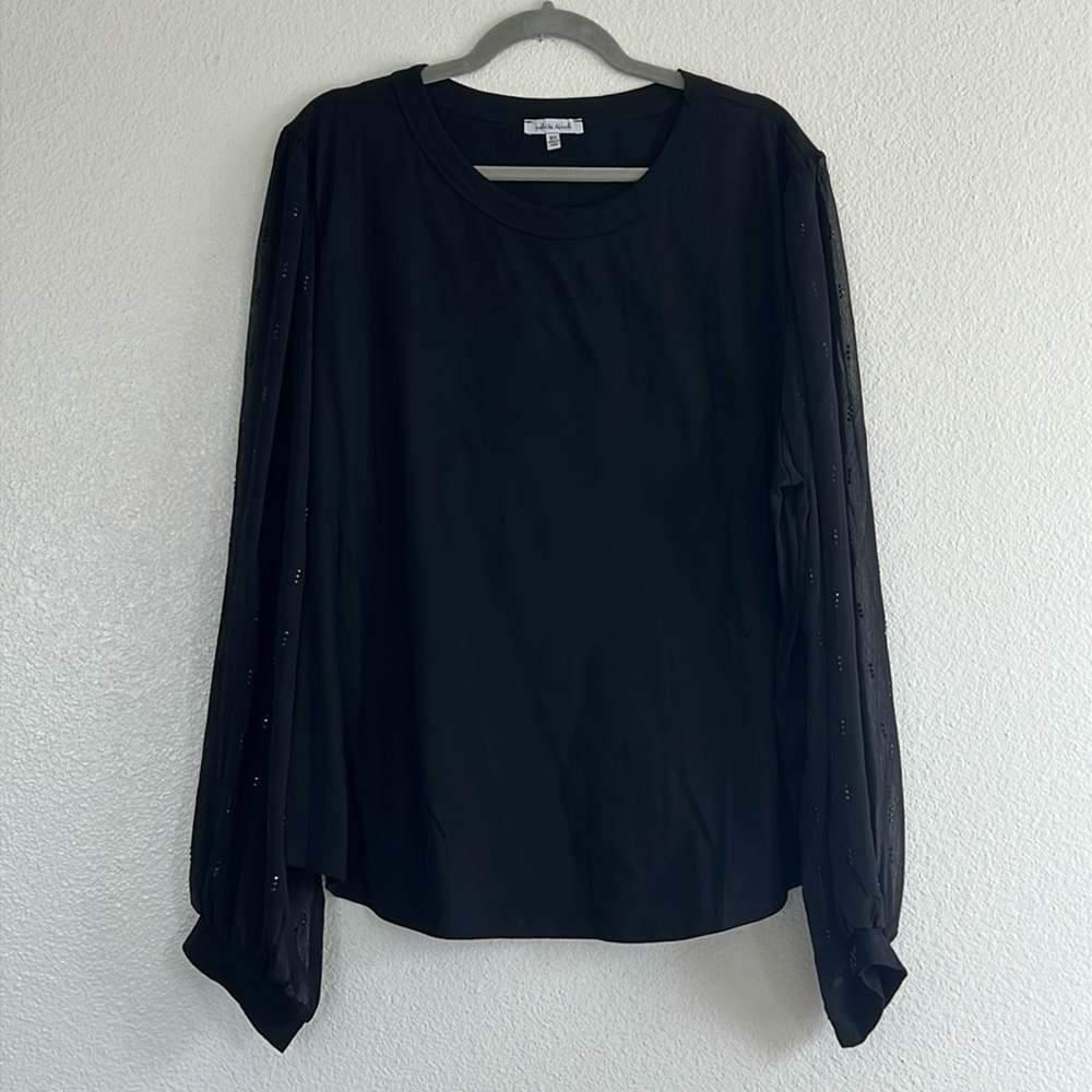 Black long sleeve studded sleeve blouse, size 3X